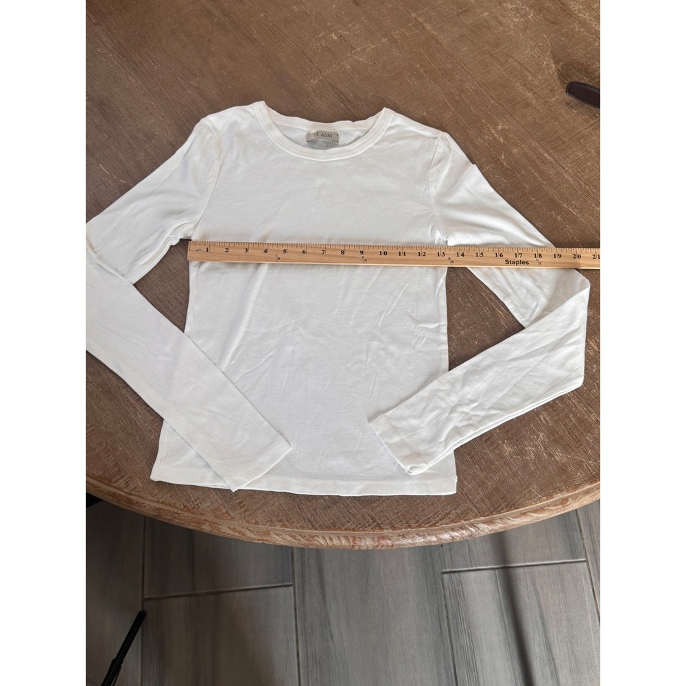 ST AGNI Long Sleeve Organic Cotton Shirt Off White Cream Crewneck Top Minimalist